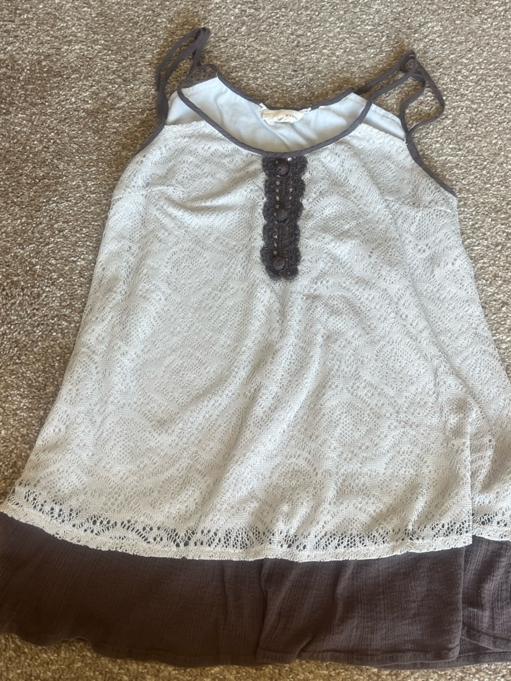 A'Reve White Lace Camisole with Brown Trim